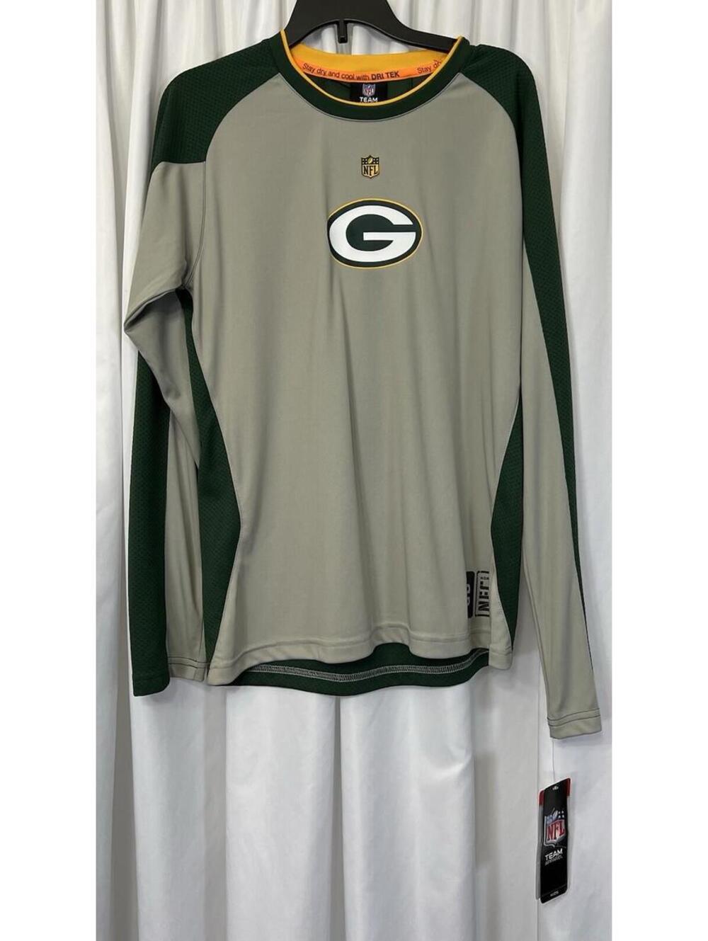 NWT Kids NFL Apparel Green Bay Packers Gray/Green Shirt Size Youth Large 14/16
